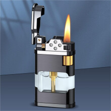 Torch Lighter With Large Capacity Visible Gas Chamber Jet Flame Open Flame Portable Refillable Black Gift For Men