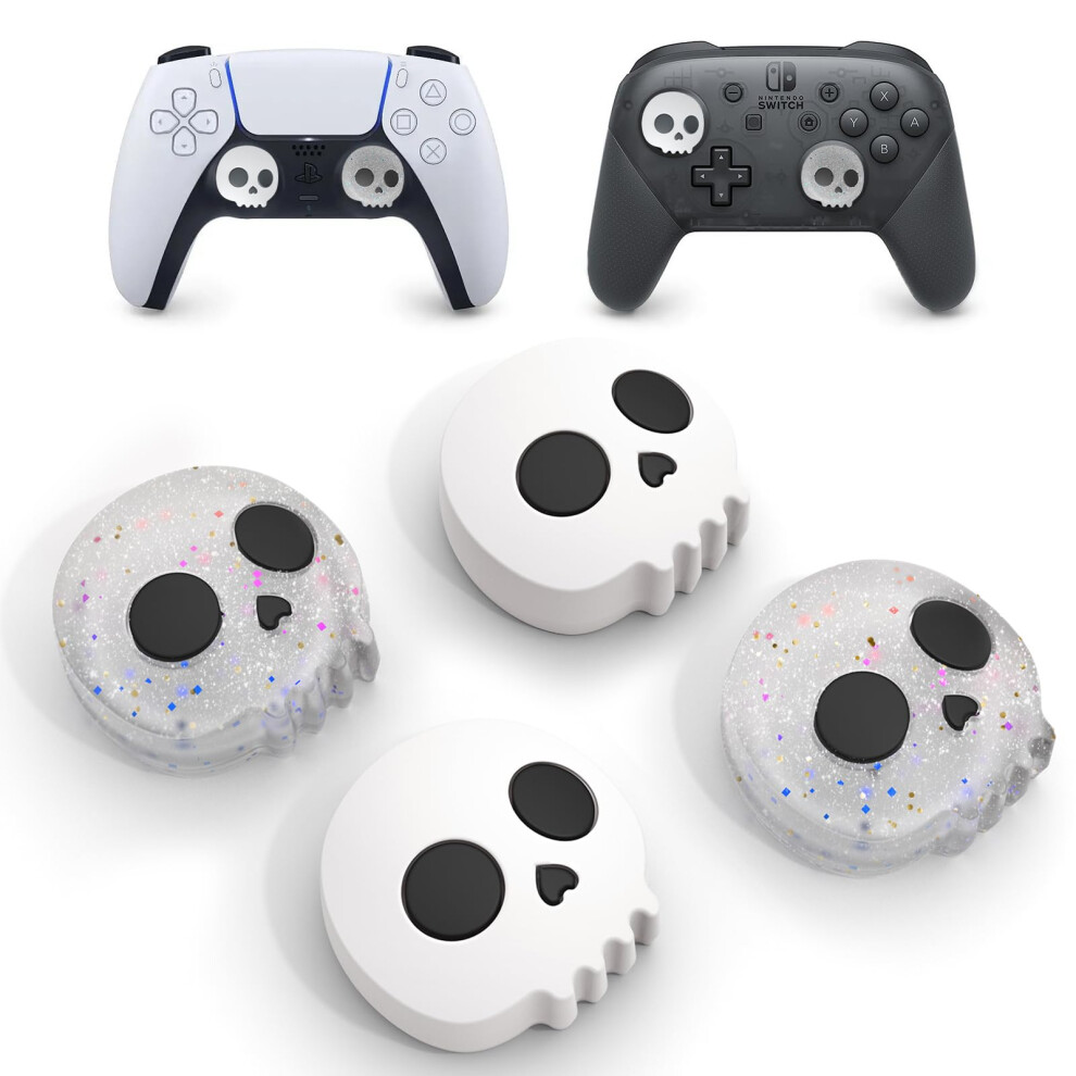 Halloween Thumb Grip Caps For Switch Pro/Ps5/Xbox Controller, 3D Skull Silicone Joystick Covers 4Pcs 9382693465924