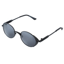Unisex polariserede solbriller med vintage-look, teknologi til reduktion af genskin og UV-beskyttelse, rundt metalstel i sort med grå glas, unik