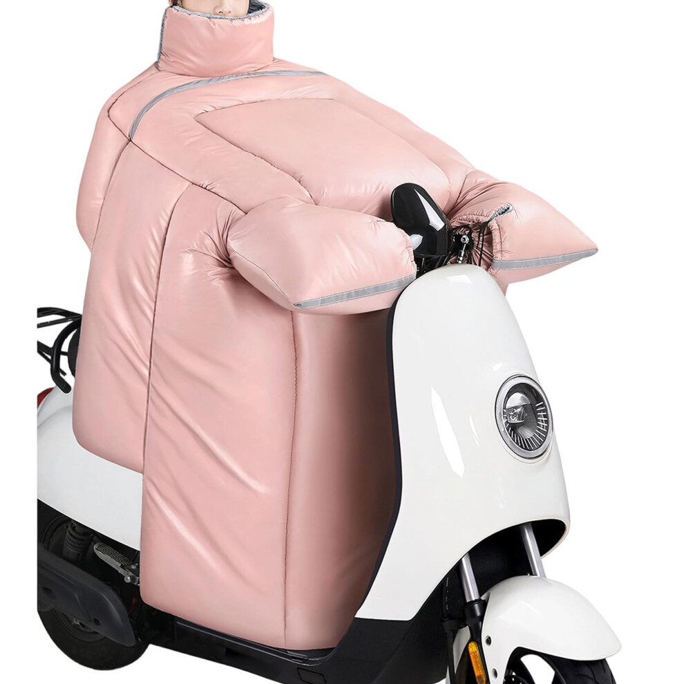Waterproof Motorcycle Leg Apron Quilted Cold Weather Cover Plush Lining Integrated Gloves Insulated Riding Gear Pink 9199774141055