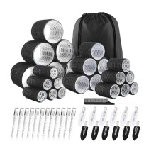 (SS2) Avaliable 4 Size Plastic Nylon Hair Rollers 50 Piece Set With Secure Stainless Clip For Most Hair Lengths Styling Multicolor