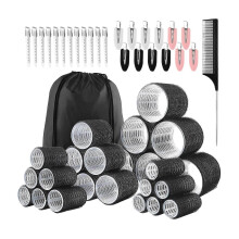(A 50 piece black) Avaliable 4 Size Plastic Nylon Hair Rollers 50 Piece Set With Secure Stainless Clip For Most Hair Lengths Styling Multicolor