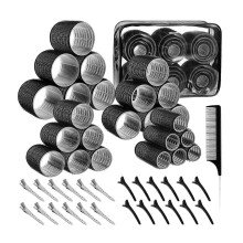 (PVC bag 50 pieces se) Avaliable 4 Size Plastic Nylon Hair Rollers 50 Piece Set With Secure Stainless Clip For Most Hair Lengths Styling Multicolor