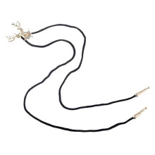 (Golden Elk Bow Tie) Adjustable Bolo Tie Popular Western Cowboy Necktie Teens Men Women Christmas Necktie with Alloy Elk Head Buckle Pendant