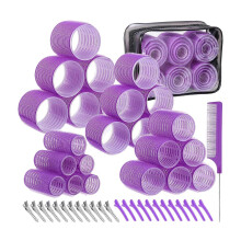 (SS5) Avaliable 4 Size Plastic Nylon Hair Rollers 50 Piece Set With Secure Stainless Clip For Most Hair Lengths Styling Multicolor