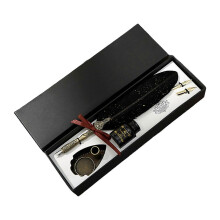 (black) Feather Quills Pen Vintage Feather Dip Ink Pen Delicate Pen Stem Writing Quills Pen Calligraphy Pen Birthday Gift Set  wine red