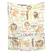 Baby Blanket Lion Design With Name Embroidery For Girls And Boys Swaddle Nursery Decor Gift