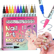 (12pcs) Nail Art Markers Set for painting nails, Quick-Dry DIY Nail Doodle Pens, Gel Nail Drawing Liner Pen Tool for Art Design Home Salon (24pcs)