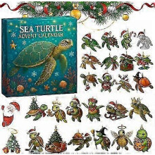 (2pcs) Sea Turtle Advent Calendar 2025, 24-Day Christmas Countdown Calendar with 24 Sea Turtle Ornaments, Cute Sea Turtle Christmas Decoration