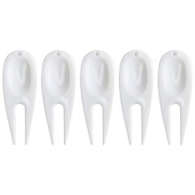 Golf Divot Tool Set, White Plastic Fork 5 Pcs, Ergonomic Design, Hanging Hole, Portable for Lawn Care and Golf