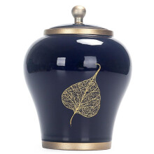 Cremation Urn For Human And Pet Ashes Ceramic Material Leaf Look Small Footprint Adult Large Size Up To 200 Lbs