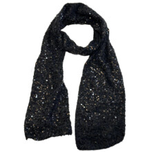 (Black) Sequins Embellishment Neckerchief Unisex Warm Scarves Autumn Winter Long Scarf for Fashion Females  White