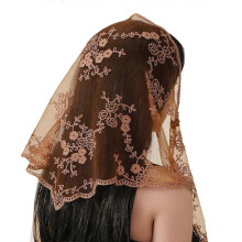 (Coffee) Stylish Polyester Bandana Delicate Lace Head Scarf Hair Accessory For Fashionable Daily Wear White