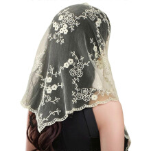 (Beige) Stylish Polyester Bandana Delicate Lace Head Scarf Hair Accessory For Fashionable Daily Wear White
