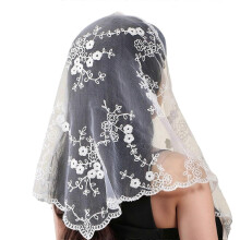 (White) Stylish Polyester Bandana Delicate Lace Head Scarf Hair Accessory For Fashionable Daily Wear White