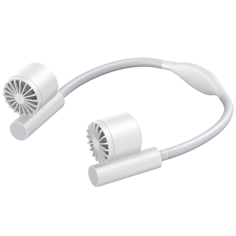 3 Speeds Portable Neck Turbo Fan Usb Rechargeable Hands Hanging Neck Sport Wearable White 9199774141628