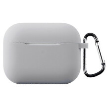 (Light Grey) For AirPods Pro 3 Silicone Case with Carabiner Ultra Thin 1.3mm Earphone Protective Cover()