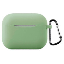 (Matcha Green) For AirPods Pro 3 Silicone Case with Carabiner Ultra Thin 1.3mm Earphone Protective Cover()