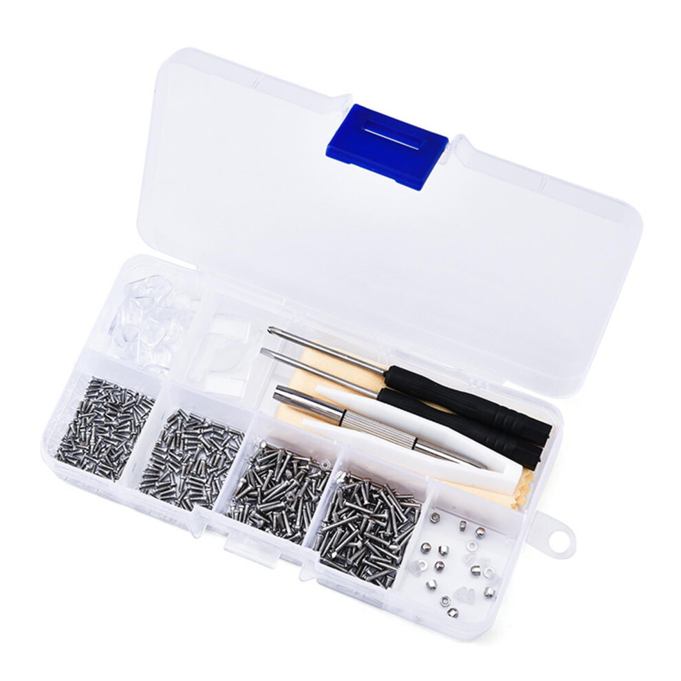 500 Pcs Glasses  Kit with Screws Nose Pads Mini Screwdriver Tweezers for Eyeglasses