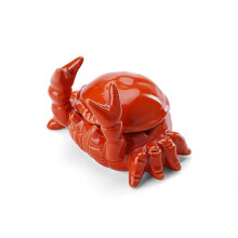 Ashtray With Lid Ceramic Red Crab Design, Cute Creative Fun Home Decor, 3.5 Inch