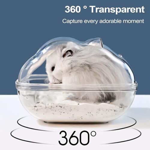 Hamster Sand Bath Box with SplashProof Design and Spacious Digging Area, Cute Cat Ear Container 1