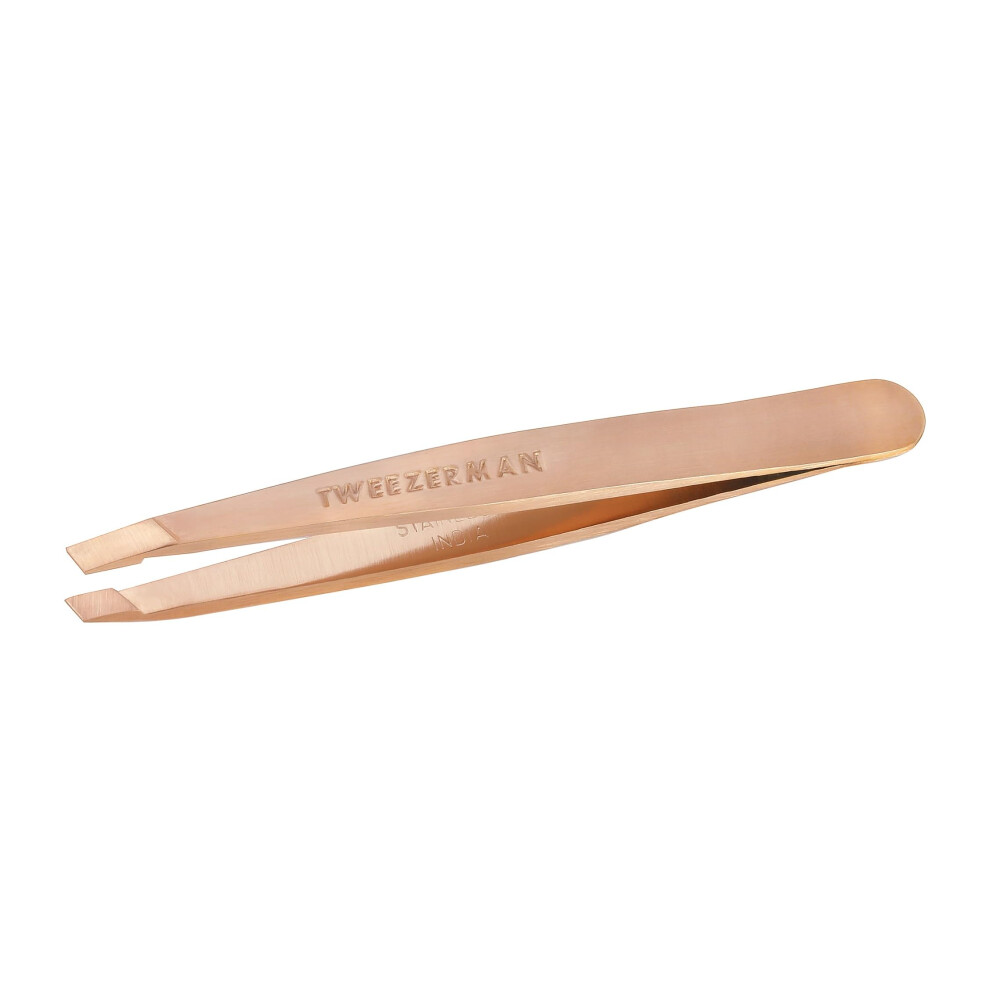 Rose Gold Slant Eyebrow Tweezers Stainless Steel Precision Hair Removal 25 Beveled Tip