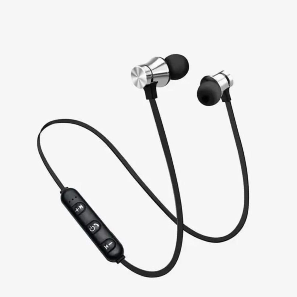 Wireless Earbuds Magnetic Neckband Inear Bluetooth Earphones With Microphone Ipx6 Sweatproof Deep Bass Silver 9187378524053