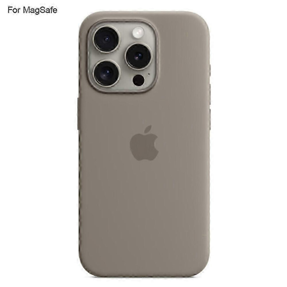 (Grey) For iPhone 15 Pro Case Compatible with MagSafe Liquid Silicone Phone Back Cover