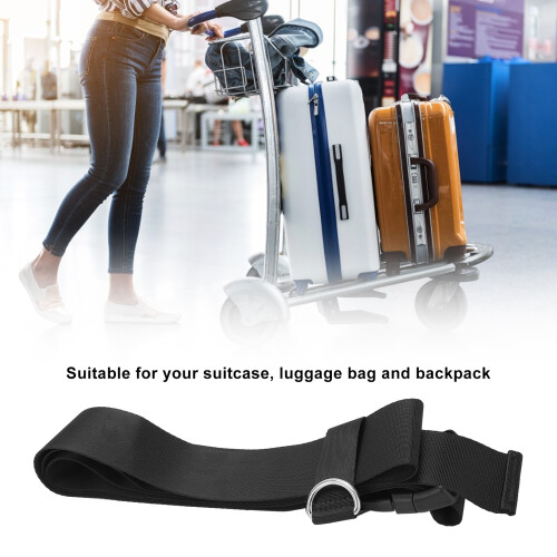 Black Nylon Luggage Strap 50x1640mm Durable Baggage Lock 1