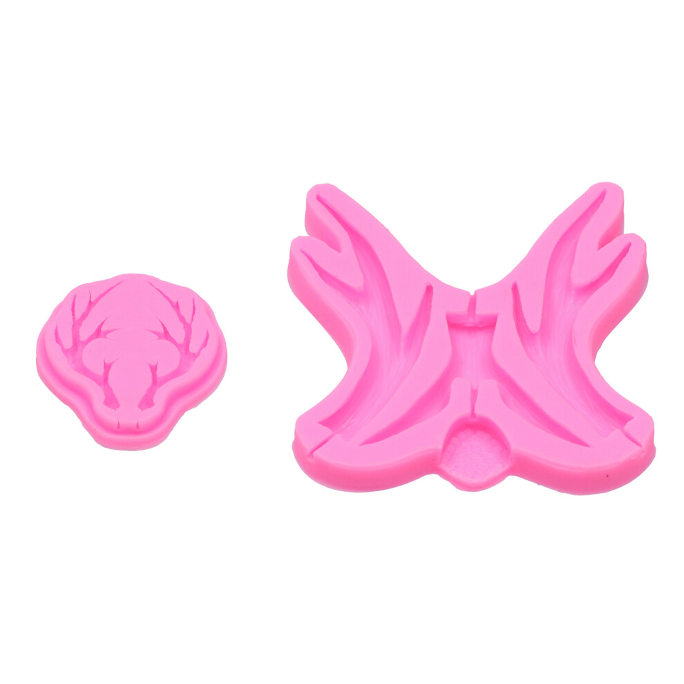 2Pcs Pink Silicone Antler Molds For Cake, Chocolate, Fondant, 10X7cm 5061377057689