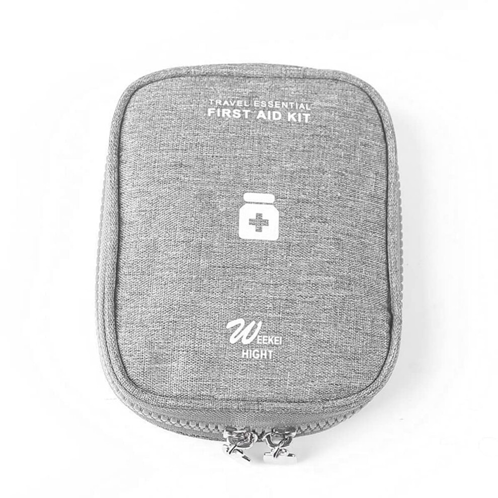 Grey Mini First Aid Kit Travel Medicine Bag Compact Multicompartment Waterrepellent