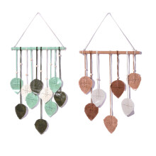 (two piece set) Bohemian Leaf Tassels Macrames Tapestrys Wall Hangings Handwoven Cotton Rope Tapestrys Wall Decors Hangings Ornament  Red brown