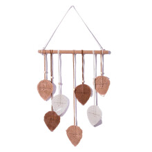 (Red brown) Bohemian Leaf Tassels Macrames Tapestrys Wall Hangings Handwoven Cotton Rope Tapestrys Wall Decors Hangings Ornament  Red brown