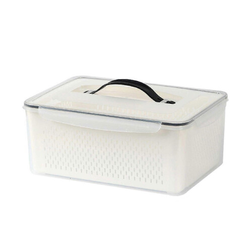 (7L) Storage Container for Refrigerator Food Practical Fridge Crisper with Drain Basket Clear and Practical Fruit Organizer Multicolor