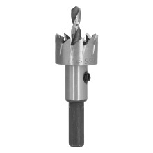 Schnellstahl-Bohrkrone mit 22 mm Durchmesser und Sechskantschlüssel für Metall und Kunststoff