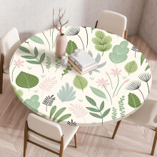 Waterproof Round Tablecloth 140cm with Elastic Edge Fit, Wipeable 3D Floral Outdoor Picnic Design