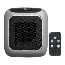 (Gray EU) Portable Heater, 800W Ceramic Plug in Heater, Space Electric Fan Heater with Remote Control, 12H Timer, LED Display, 2 Heat Setting