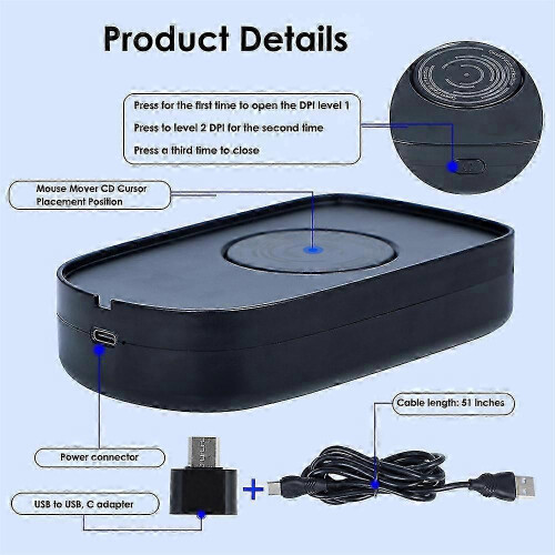 Undetectable Mouse Jiggler 5V 1A Simulate Mouse Mover Wired Wireless Mouse Compatible for Computer Awakening for Keeps PC Active 1