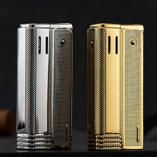Retro Windproof Brass Body Refillable Fuel Classic Soft Flame One Button Ignition Silver 2