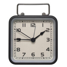 (Black) Alarm Clock with Square Metal Case Battery Operated Analog Desk Clock for Bedroom Travel Livingrooms Home Decorations lemon yellow