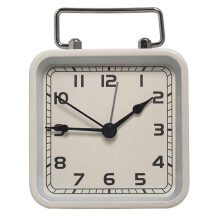 (White) Alarm Clock with Square Metal Case Battery Operated Analog Desk Clock for Bedroom Travel Livingrooms Home Decorations lemon yellow