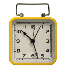(lemon yellow) Alarm Clock with Square Metal Case Battery Operated Analog Desk Clock for Bedroom Travel Livingrooms Home Decorations lemon yellow