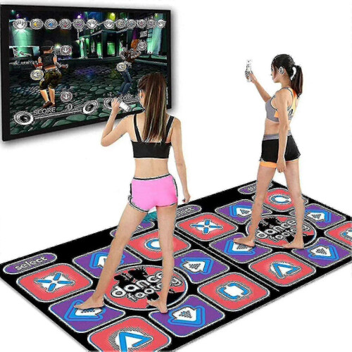 Double Dancing Mat Double User Wired Dance Mat Game Non-slip with 2 Remote