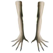 (khaki1) Gothic Long Nails Gloves Breathable Spandex Paws Design Long Gloves For Costume Parties Night Event Dressingup Armwear Black