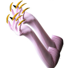 (pinka3) Gothic Long Nails Gloves Breathable Spandex Paws Design Long Gloves For Costume Parties Night Event Dressingup Armwear Black