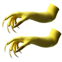 (Yellow1) Gothic Long Nails Gloves Breathable Spandex Paws Design Long Gloves For Costume Parties Night Event Dressingup Armwear Black
