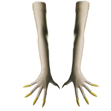 (khaki3) Gothic Long Nails Gloves Breathable Spandex Paws Design Long Gloves For Costume Parties Night Event Dressingup Armwear Black