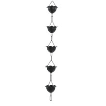 Decorative Matte Black Aluminum Rain Chain with Petal Cups for Gutters and Garden, Adjustable Length