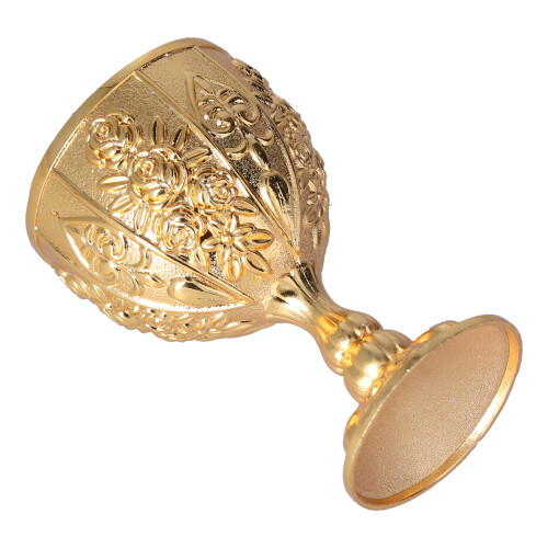 2Pcs Mini Golden Goblet Retro Goblet Solid Metal Embossed Wine Cup Luxury 1