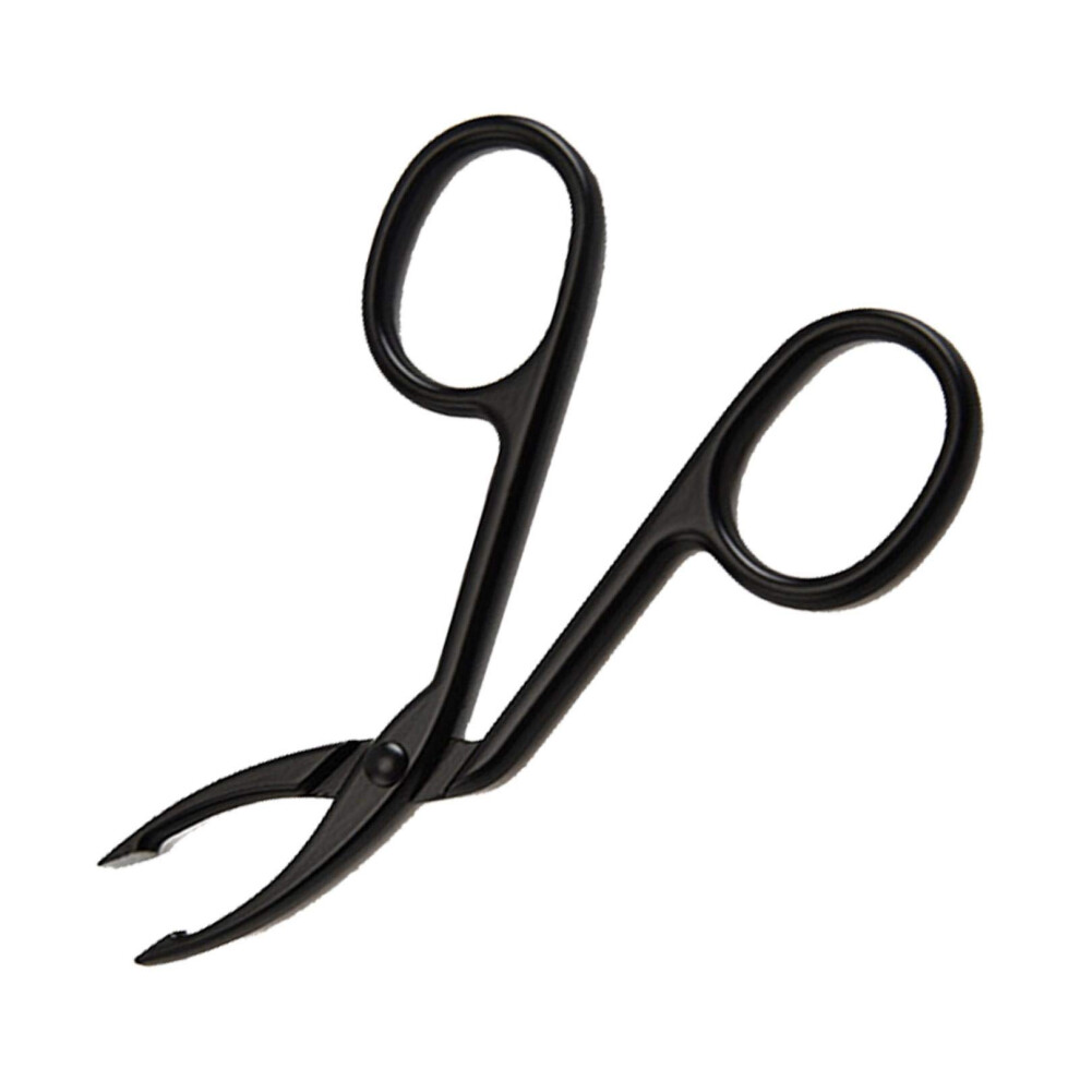 Scissor Shaped Eyebrow Tweezers with Ergonomic Grip, Black Stainless Steel Straight Tip for Makeup